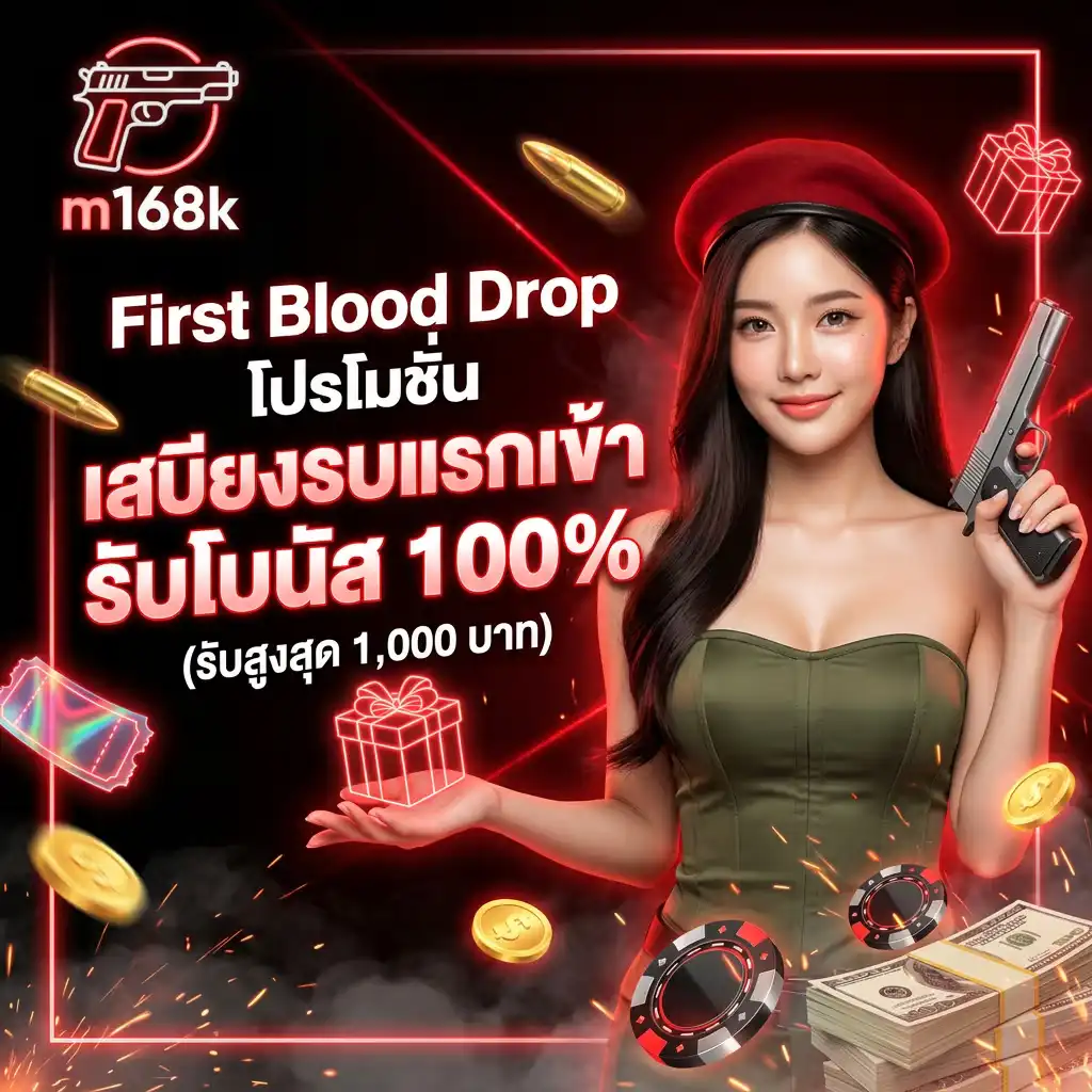 1: First Blood Drop โปรโมชั่น เสบียงรบแรกเข้า รับโบนัส 100% (รับสูงสุด 1,000 บาท)